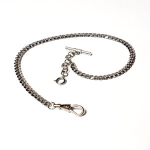 10&quot; 12&quot; 14&quot; 16&quot; 18&quot; 20&quot; 22&quot; 24&quot; 26&quot; 28&quot; 36&quot; 42&quot; Single Albert Pocket Watch Chain - Thin 5mm Silver Faceted Chain - w/ Optional Fob Drop