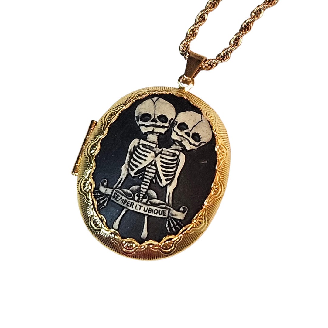 Conjoined Twins Antiqued Cameo Large Gold Locket and Chain - Etsy