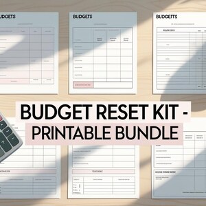 Utskrivbart budgetkit: Månadsplanerare, skulduppföljning, utgiftslogg (PDF- och DOCX-paket)
