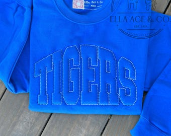 Custom Puff Embroidered Sweatshirt | Embroidery School Spirit Crewneck | Personalized Team Sweatshirt | Game Day Apparel