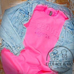 Hot Pink Embossed School Spirit Sweatshirt: Game Day Crewneck image 4