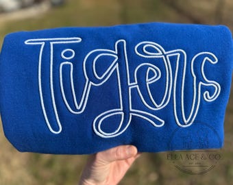 Custom Embroidered School Mascot Sweatshirt | Puff Tigers Sweatshirt | Personalized Team Spirit Crewneck