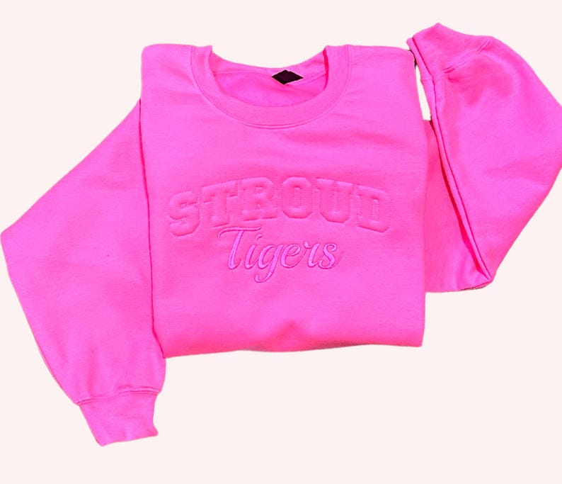 Hot Pink Embossed School Spirit Sweatshirt: Game Day Crewneck image 2