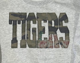 Custom Team Sweatshirt | Camo Floral Appliqué, School Spirit