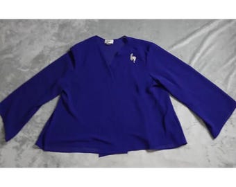 Vintage J.B.S. Ltd Strickjacke Damen 22W Blau Offene Frontbrosche Inklusive