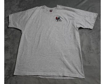 VIntage De Colores Hahn besticktes Hemd Männer XL Erwachsene Grau Kurzarm
