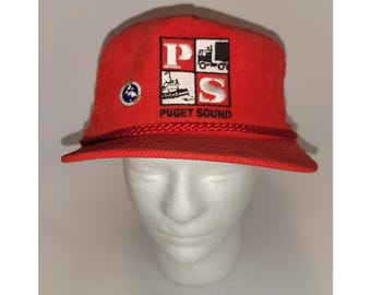 Vintage Puget Sound Setatle Cordau Cord Hut Kappe Patch Snapback Hut mit seltener Pin