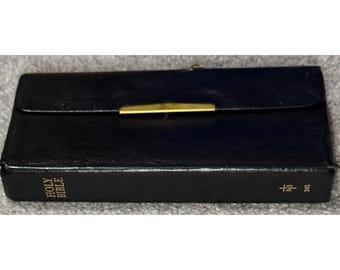1994 NKJV Scheckbuch Bibel Kompakt gebundenes Leder Schwarze Brieftasche Stil Rote Buchstaben