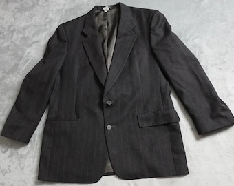 Christian Dior Monsieur Anzug Blazer Herren 42R Grau Gestreift Einreiher Kerbe