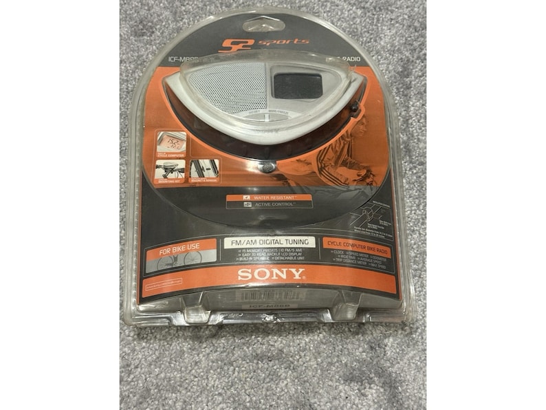 Sony ICF-M88B Radio digitale AM/FM per bicicletta, orologio, altoparlante, tachimetro, rarissimo! immagine 1