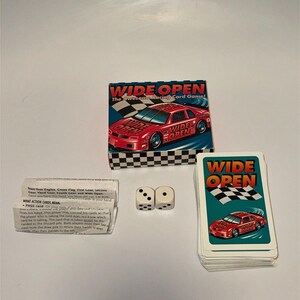 WIDE OFFEN Das Super Racing Karten- und Würfelspiel Vintage 1996 Racing Fun Komplett