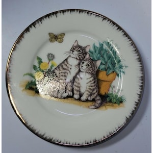Hermoso plato de colección de 5 pulgadas con temática de gatitos de GEI de 1995