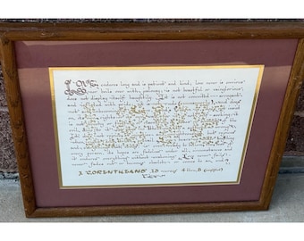 1 Korinther 13: 4-8 Ampllied Love Glory Grafik Kunstdruck Gerahmt 55x43cm