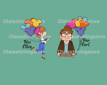 Su Carl Su Ellie Png, Carl y Ellie Descarga digital, Pareja Up Png, Regalo de luna de miel para parejas de Disneyland, Él y ella, Sr. y Sra.