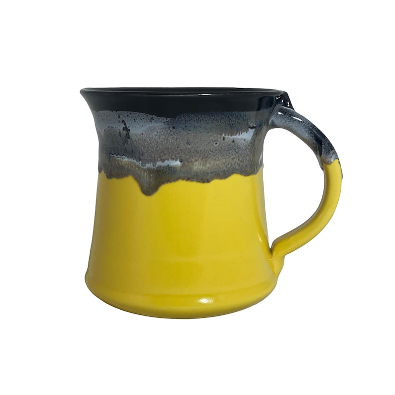 Handmade Ceramic Mug - Medium Size Black Yellow