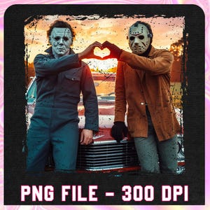 Funny Michael Myers and Jason Halloween Png, Horror Hallloween Png, Halloween Movie Png,Horror Movie Fan Png,Trendy Halloween,Horror Friend