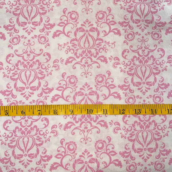 Pink Damask Fabric Etsy