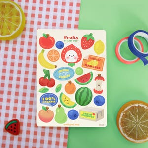 Sticker Bogen - Fruits, Fruity Restaurant | Journal Aufkleber, Planer Aufkleber, Niedliche Aufkleber, Frühling und Herbst Aufkleber, Stationery