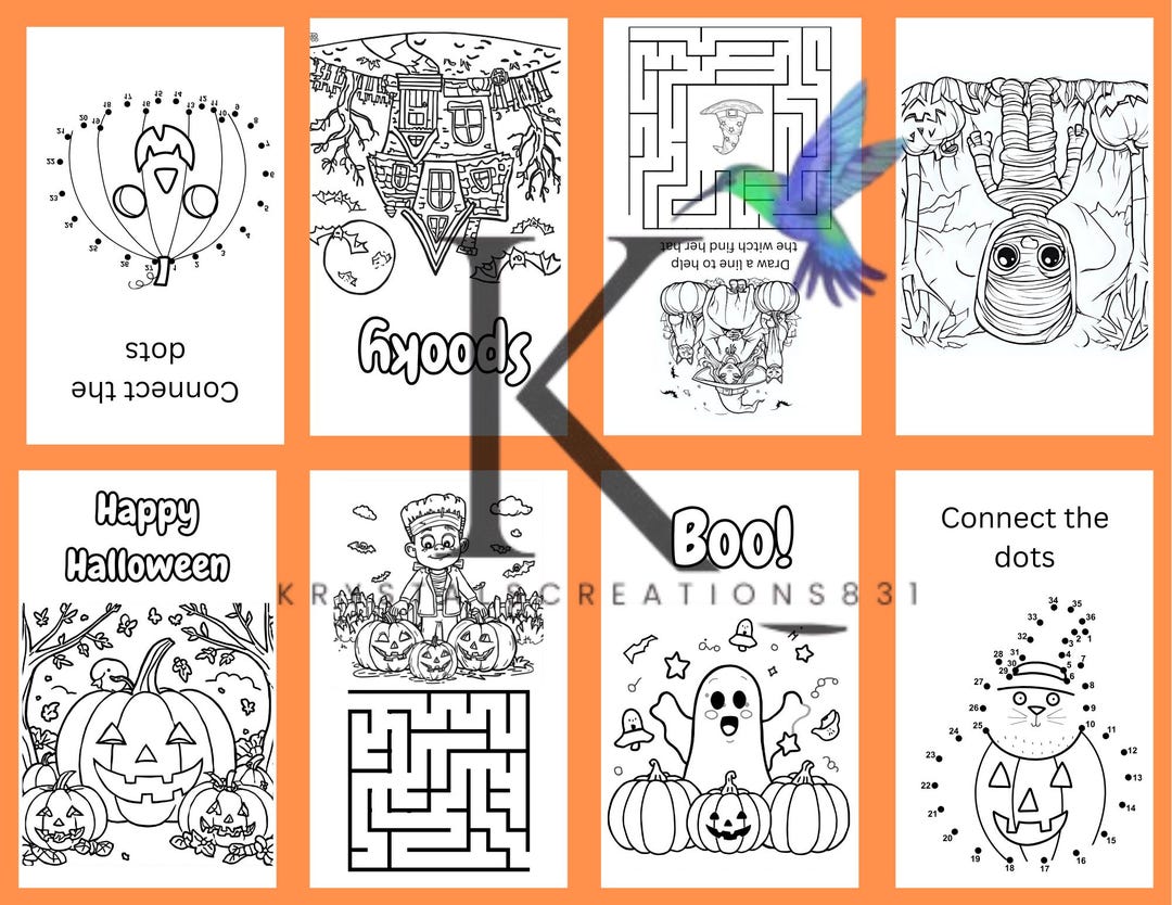 Kid's Halloween Activity Coloring Page - Etsy
