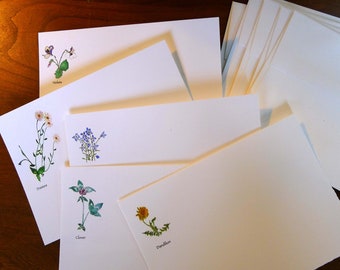 5 Frühlings-Wildblumen-Karten aus original Aquarellfarben