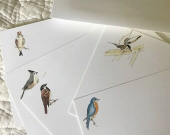 Aquarell Vogel Notizkarten A - 5er Set
