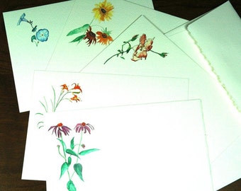 Sommerblume Aquarell Karten - 5er Set