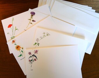 5 Sommer/Herbst Blumenkarten aus Original Aquarellfarben