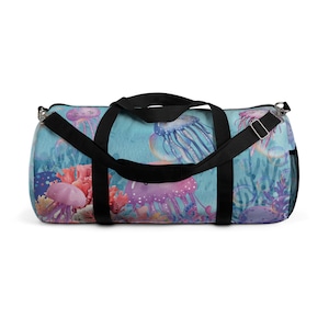 Jelly Fish-plunjezak, sporttas met oceaanthema, reisbagage, cadeau voor zeeliefhebber, Ocean Vibe Gym-duffeltas, Ocean Duffel, Fun Ocean Vibes-duffeltas