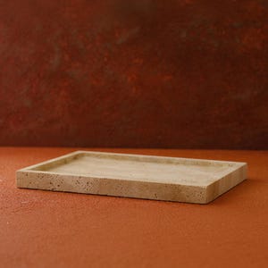 Handmade Travertine Stone Tray – 8&quot;x12&quot; Natural Vanity Tray | Eco-Friendly Bathroom Tray | Neutral Decor for Kitchen & Home
