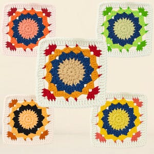 Boho Granny Square Flower Crochet Pattern, Easy Crochet Granny Square, Flower Pattern with Video Tutorial, DIY Granny Square Pattern PDF