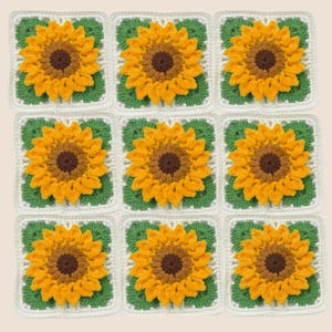 Crochet Sunflower Granny Square Pattern, Sunflower Granny Square Crochet Pattern, Flower Pattern with Video Tutorial,  Granny Square Pattern