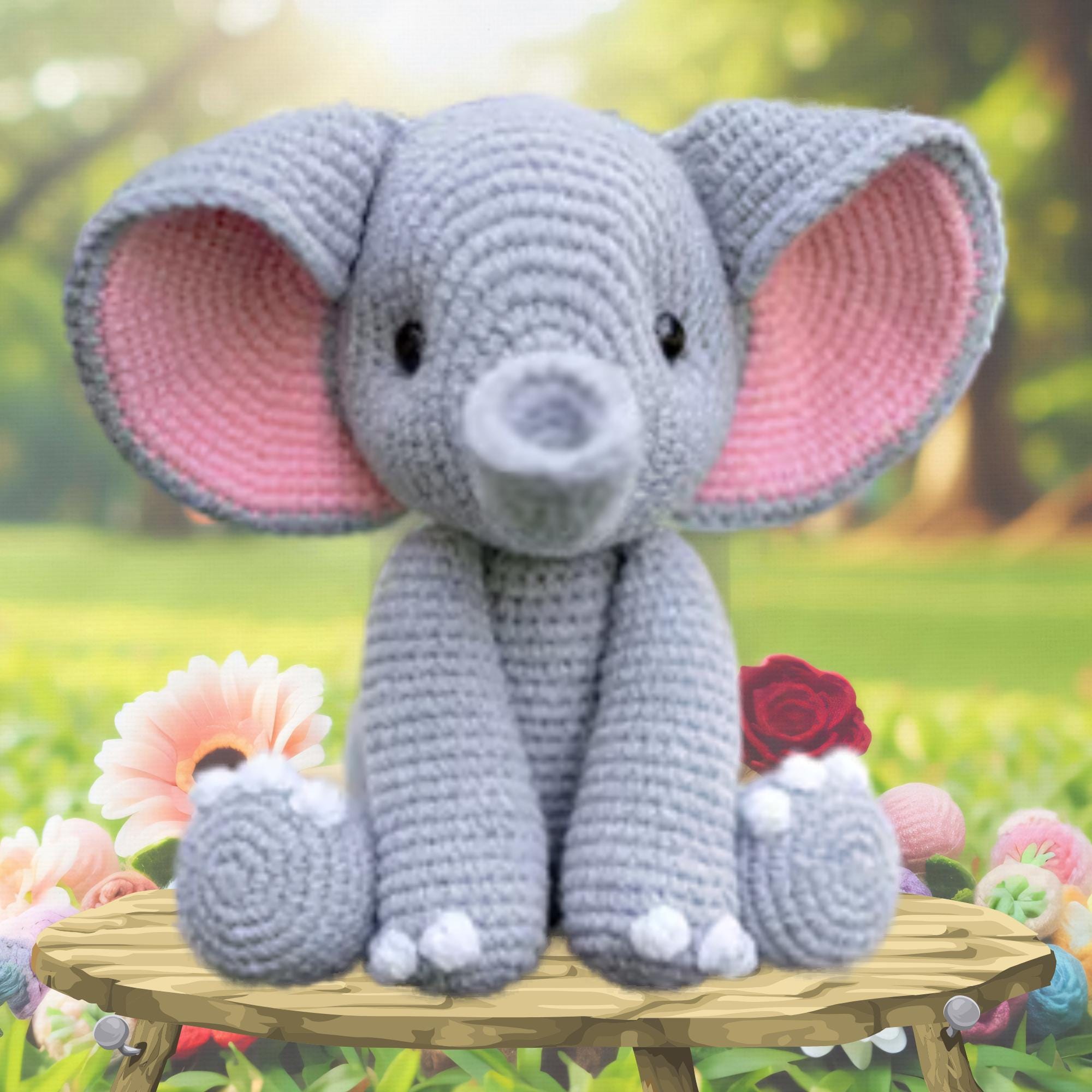 No Sew Elephant Crochet Pattern, Easy Elephant Amigurumi Pattern ...