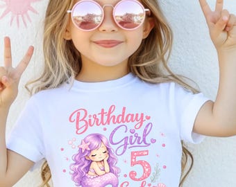 Custom Mermaid Birthday Girl Shirt, Birthday Mermaid Kids T-shirt, Cute Birthday Kids Shirt, Birthday Girl Toddler Shirt, Birthday Youth Tee