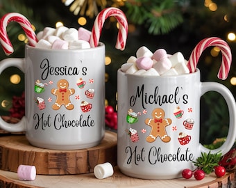 Personalized Kids Hot Chocolate Christmas Mug, Hot Cocoa Custom Name Cup, Stocking Stuffer Gifts for Kids,