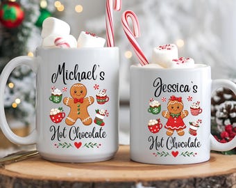 Personalized Kids Hot Chocolate Christmas Mug, Hot Cocoa Custom Name Cup, Stocking Stuffer Gifts for Kids,