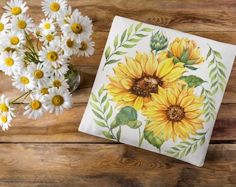Sunflower Accent Pillow: Floral Farmhouse Decor