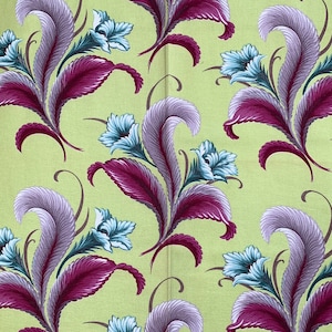 Deco fronds barkcloth, 2 yards of 1940s art deco vintage fabric for upholstery, curtains