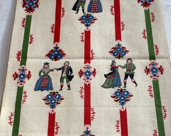 Dancers toweling, 8 yards of 1940s vintage fabric for dish towels, home decor