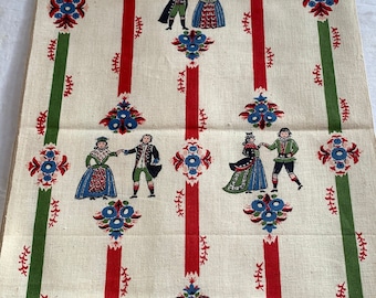 Dancers toweling, 8 yards of 1940s vintage fabric for dish towels, home decor