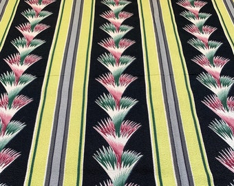 Chartreuse stripe barkcloth, 1.8 yards of 1940s Spectrum fabric for pillows