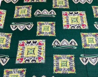 Abstract squares barkcloth, 2.1 yards of 1950s Spectrum fabric for upholstery, home decor