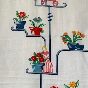Gayette vintage fabric, 2 yards of lightweight 1930s cotton for kitchen curtains