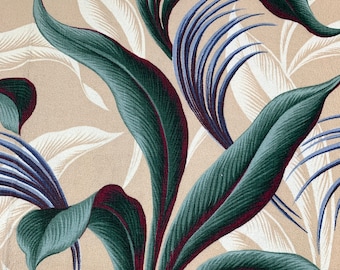 Peach corn barkcloth, 2 yards of 1940s tropical fabric for upholstery, home decor