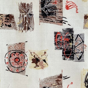 Bullseye vintage barkcloth, 4 yards of mid century fabric for upholstery, home decor