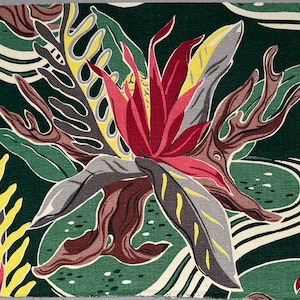 Sea life green barkcloth, 21x19 pillow panel in surreal Spectrum Matisse fabric for porch pillow