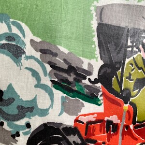 Contraption chintz, 2 yards of 1940s vintage novelty fabric for home decor, man cave curtains image 6