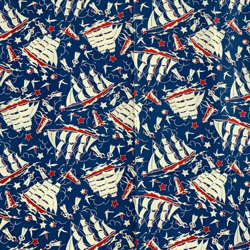 In the navy cotton, 1940s vintage fabric, shops 2 yards of fabulous percale for pillow cases, masks