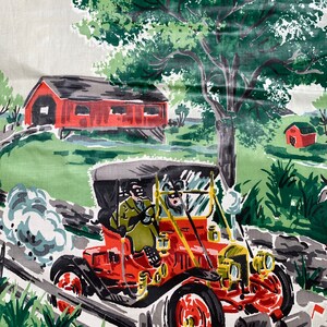 Contraption chintz, 2 yards of 1940s vintage novelty fabric for home decor, man cave curtains image 9