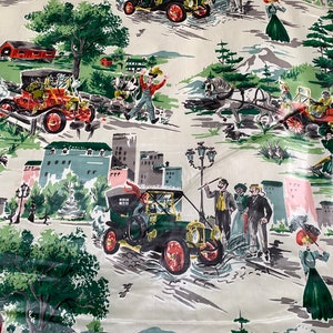Contraption chintz, 2 yards of 1940s vintage novelty fabric for home decor, man cave curtains image 10