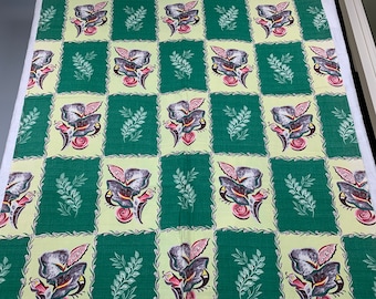 Chorale barkcloth, 2 yards of 1950s novelty vintage fabric for pillows, home decor